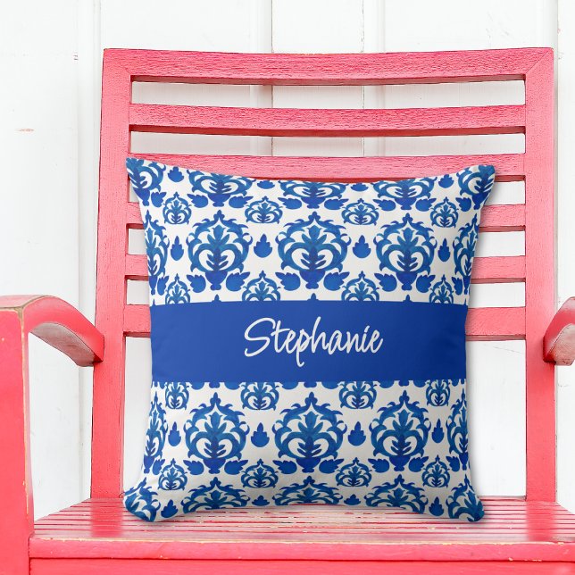Blue French Toile Pattern  Throw Pillow (Creator Uploaded)