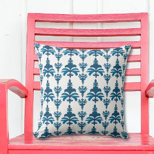 Blue French Toile Pattern Throw Pillow
