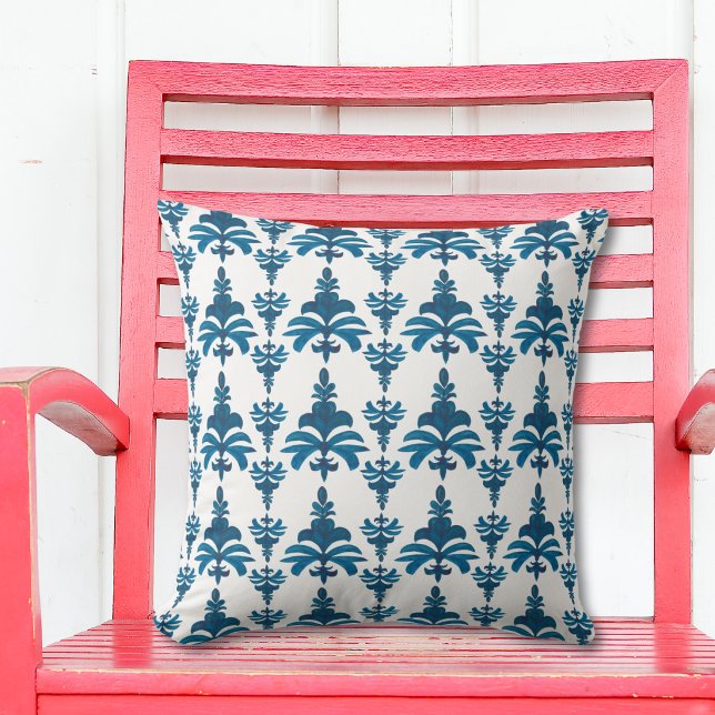 Blue French Toile Pattern Throw Pillow (Creator Uploaded)