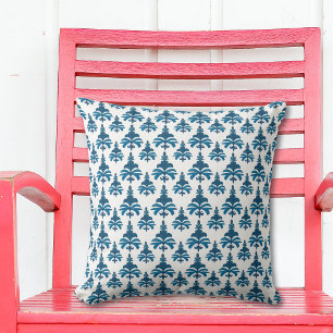 Blue French Toile Pattern Throw Pillow