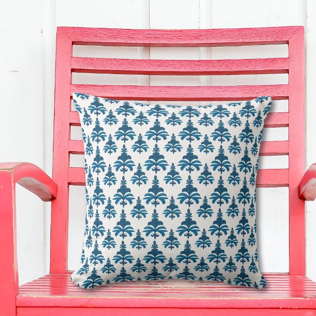 Blue French Toile Pattern Throw Pillow (Creator Uploaded)