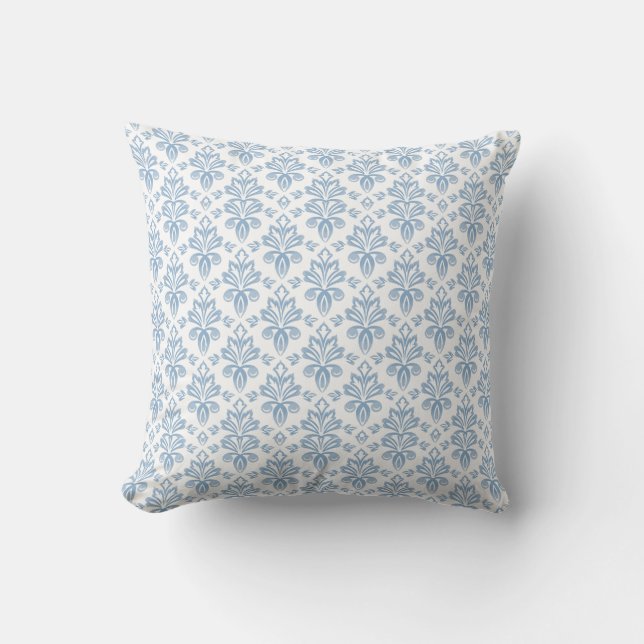 Blue French Toile Pattern Throw Pillow (Front)