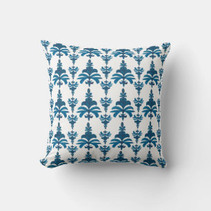 Blue French Toile Pattern Throw Pillow