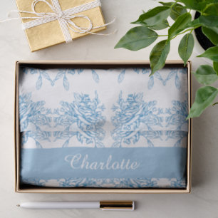Blue French Toile Pattern Tissue Paper