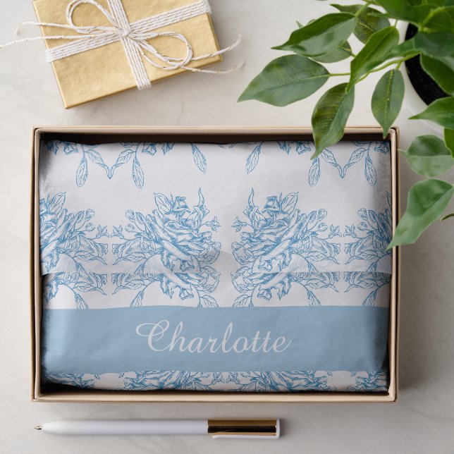 Blue French Toile Pattern Tissue Paper (Gift)