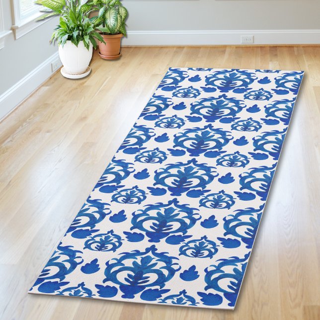 Blue French Toile Pattern Yoga Mat (Creator Uploaded)