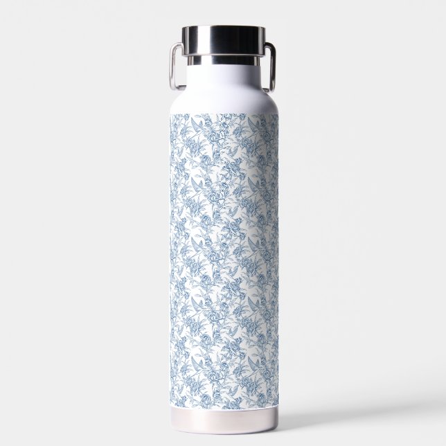 Blue French Toile Water Bottle (Front)
