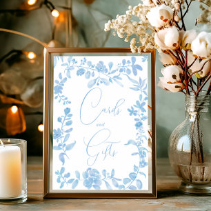Blue french vintage floral sign bridal shower