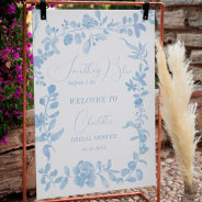Blue French Vintage Floral Welcome Bridal Shower Poster at Zazzle