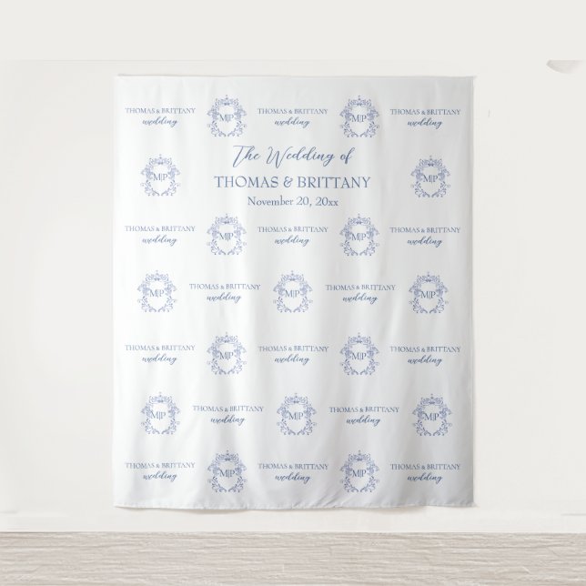 Blue French Vintage Victorian Backdrop banner (Front)