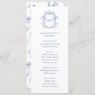 Blue French Vintage Victorian Menu