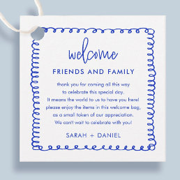 Blue French Wedding Welcome Gift Bag Basket Favor Tags