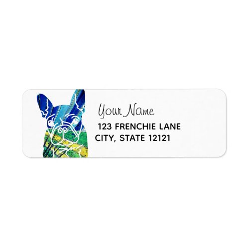 Blue Frenchie Dog Label