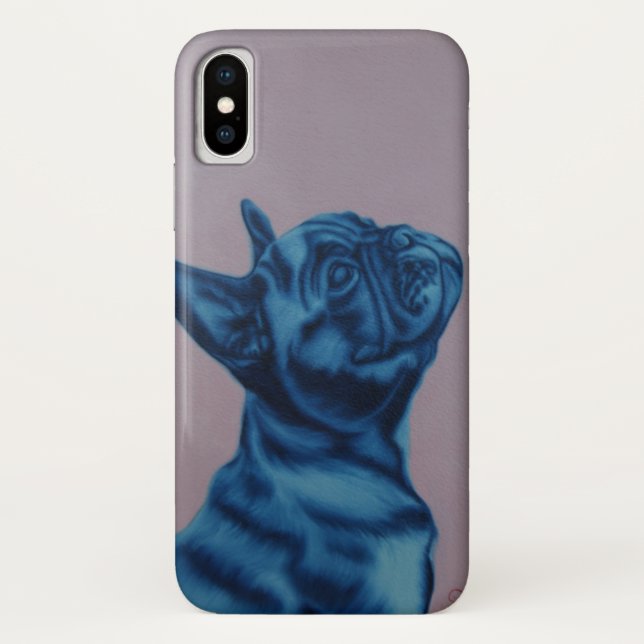 Blue Frenchie iPhone cover (Back)