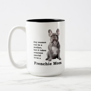 Blue Frenchie Mom Two-Tone Coffee Mug