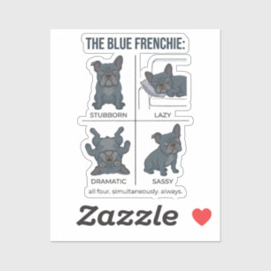Blue Frenchie Personality Funny French Bulldog Dog Sticker