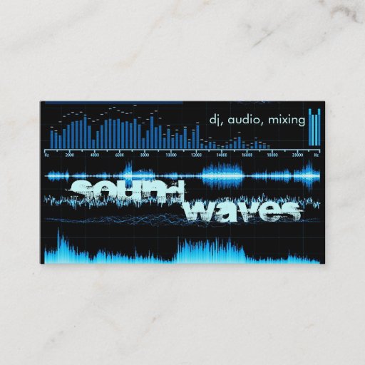 Customizable blue frequency waves DJ/producer business card
