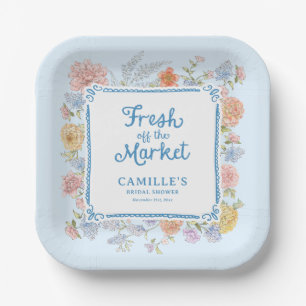 Blue Fresh off the Market Bridal Shower Paper Plates