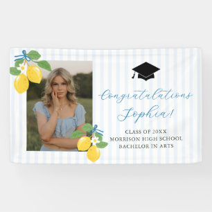 Blue Freshly Lemon Citrus Graduation Party Banner