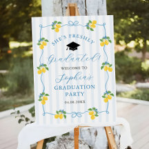 Blue Freshly Lemon Citrus Graduation Party Welcome