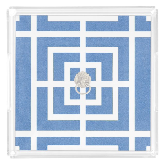 Blue Fret with Lion's Head Acrylic Tray (Front)