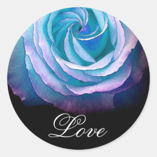 BLUE Frilly Rose - Wedding Envelope Seal