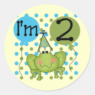 Blue Frog 2nd Birthday Tshirts and Gifts Classic Round Sticker