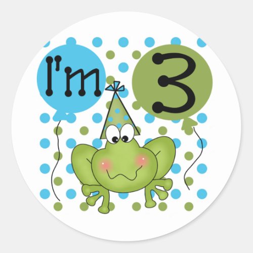 Blue Frog 3rd Birthday Tshirts and Gifts Classic Round Sticker