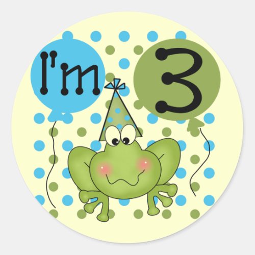 Blue Frog 3rd Birthday Tshirts and Gifts Classic Round Sticker