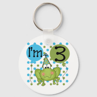 Blue Frog 3rd Birthday Tshirts and Gifts Keychain