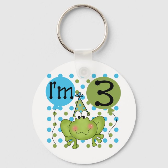 Blue Frog 3rd Birthday Tshirts and Gifts Keychain (Front)