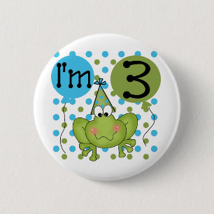 Blue Frog 3rd Birthday Tshirts and Gifts Pinback Button