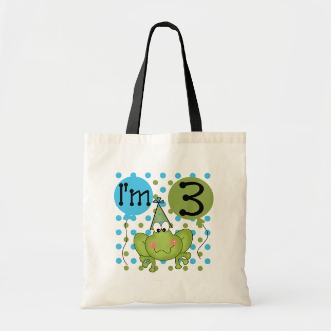 Blue Frog 3rd Birthday Tshirts and Gifts Tote Bag (Front)