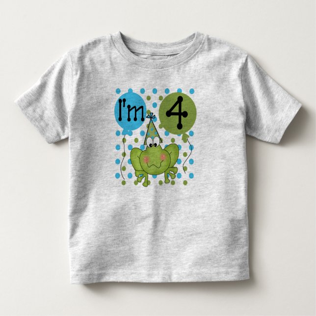 Blue Frog 4th Birthday Toddler T-shirt (Front)