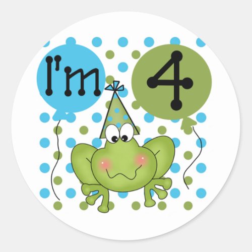 Blue Frog 4th Birthday Tshirts and Gifts Classic Round Sticker