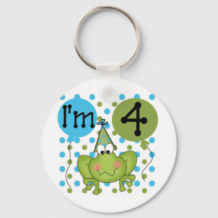 Blue Frog 4th Birthday Tshirts and Gifts Keychain