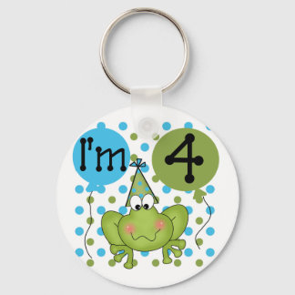Blue Frog 4th Birthday Tshirts and Gifts Keychain