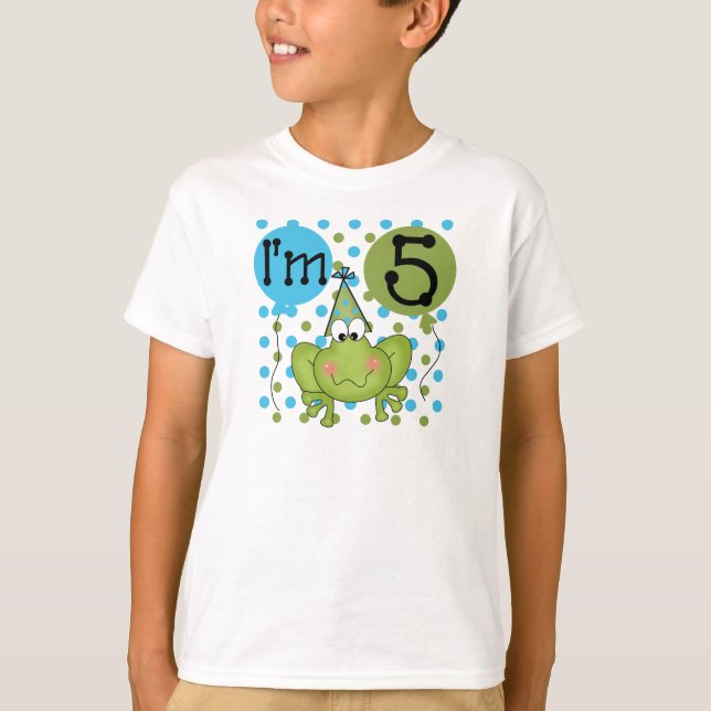 Blue Frog 5th Birthday T-Shirt (Front)
