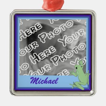 Blue Frog And Lotus Ornament by Joyful_Expressions at Zazzle