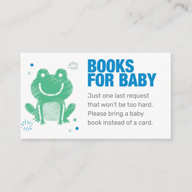 Blue Frog Bring a Book Card Baby Shower Game (Front)