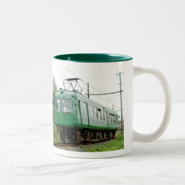 Blue Frog, Deha 5100 series, Japanese train Two-Tone Coffee Mug (Right)