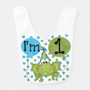 Blue Frog First Birthday Bib