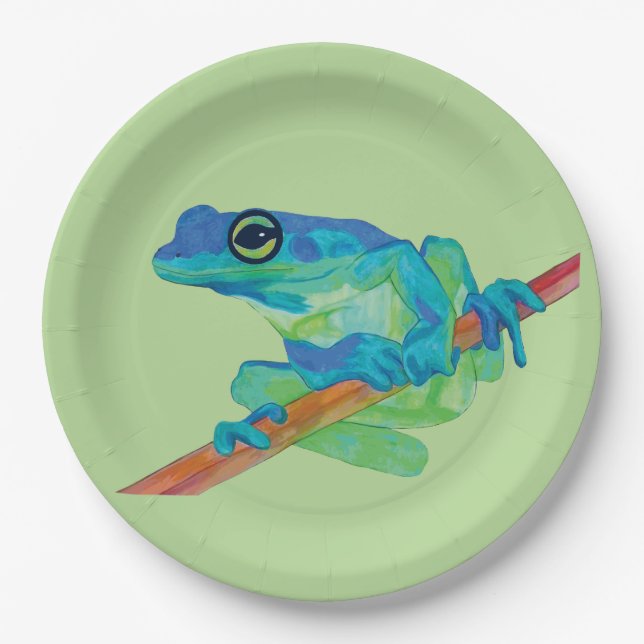 Blue Frog Paper Plates (Front)