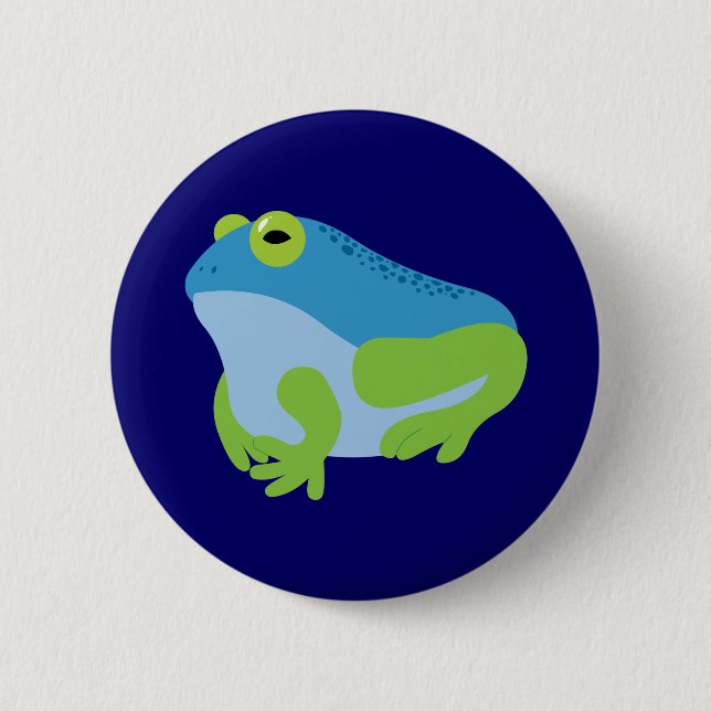 Blue Frog Pinback Button (Front)