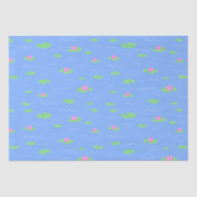Blue Frog Pond With Lily Pad Print Tissue Paper (Front)