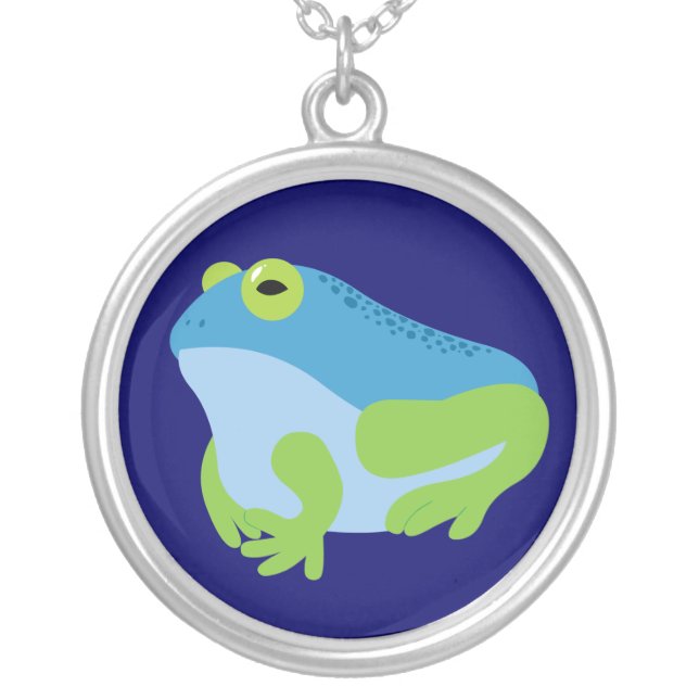 Blue Frog Silver Plated Necklace (Front)