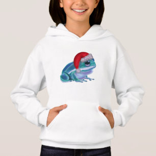 Blue frog with Santa hat. Hoodie