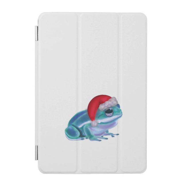 Blue frog with Santa hat. iPad Mini Cover (Front)