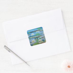 Blue Frogs On Lily Pads, Birthday Stickers