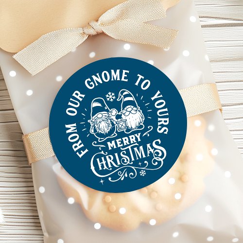 Blue From Our Gnome to Yours Christmas  Classic Round Sticker